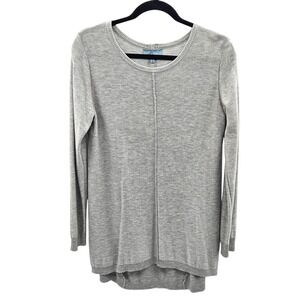 Joan Vass New York Grey Knit Long Sleeve Zipper Back Tunic Sweater Size L